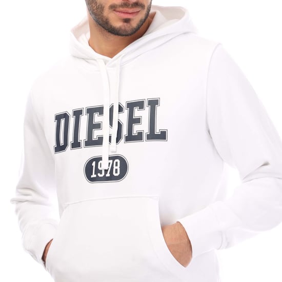 Men's Diesel S-Ginn 1-B Hoodie in White - Image 2
