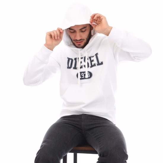 Men's Diesel S-Ginn 1-B Hoodie in White - Image 4