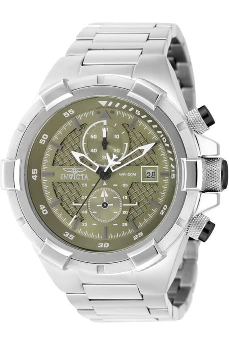 Invicta Aviator 49253 Heren Horloge - Quartz Uurwerk - Roestvrij Staal met groene Wijzerplaat - 50mm - Image 1
