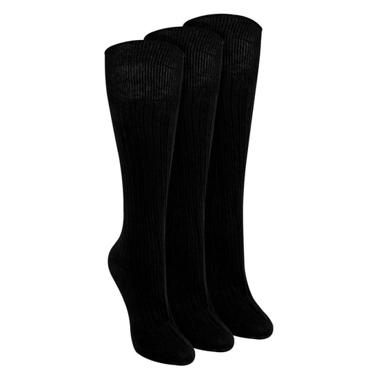 Ladies 3 Pack Knee High 100% Cotton Soft Breathable Socks - Image 1