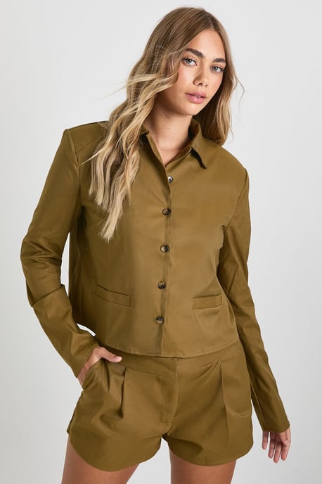 Longline Shoulder Pad Shirt & Shorts Co-ord - Image 1