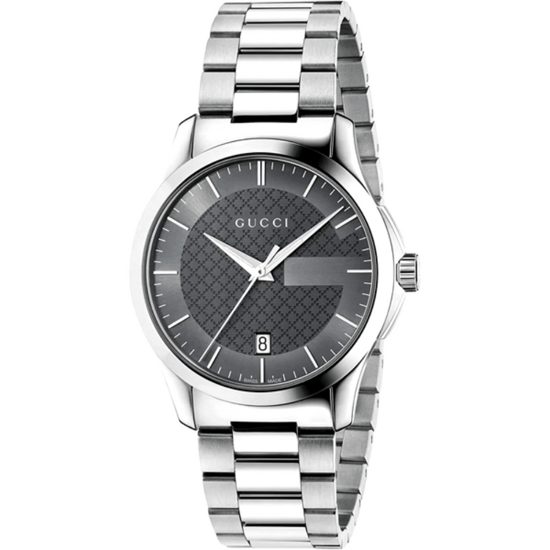 Gucci G-Timeless YA126441 Unisex Klocka med Grå Urskiva och Silverarmband - Image 1