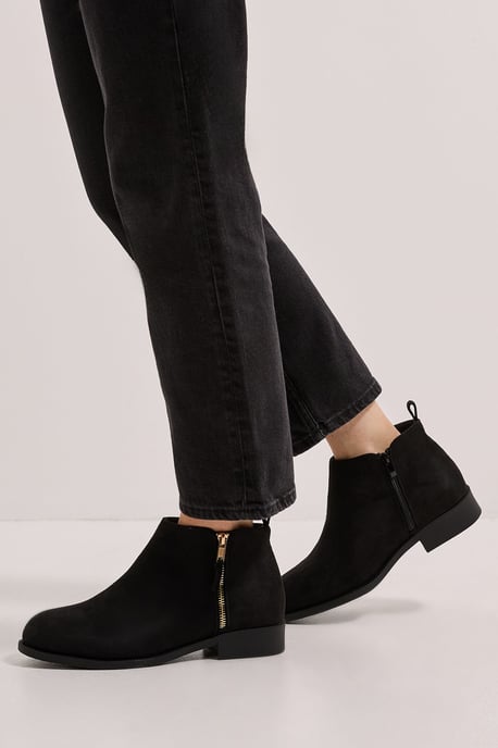 Maddy Side Zip Flat Ankle Boots - Image 1