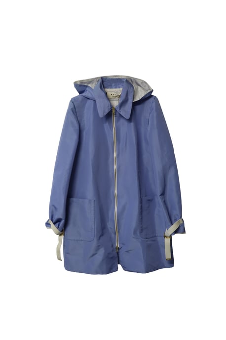 Marni Hooded Overcoat in Blue Polyester - Image 1