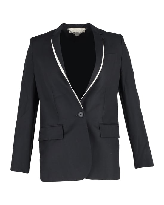 Stella McCartney Contrast Trim Blazer in Zwart Wol - Image 1