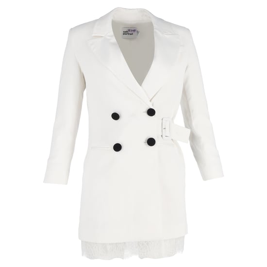 Self-Portrait Double-Breasted Crepe Blazer Dress in White Polyester - Image 1