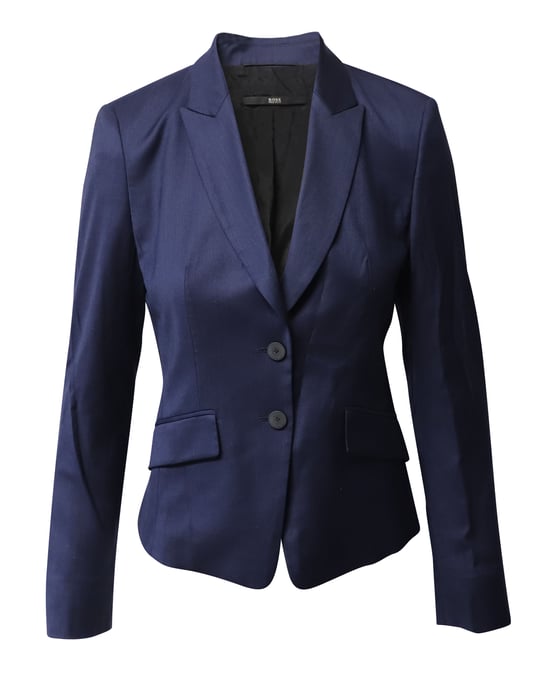 Hugo Boss Single Breasted Blazer in Blue Wool - Image 1