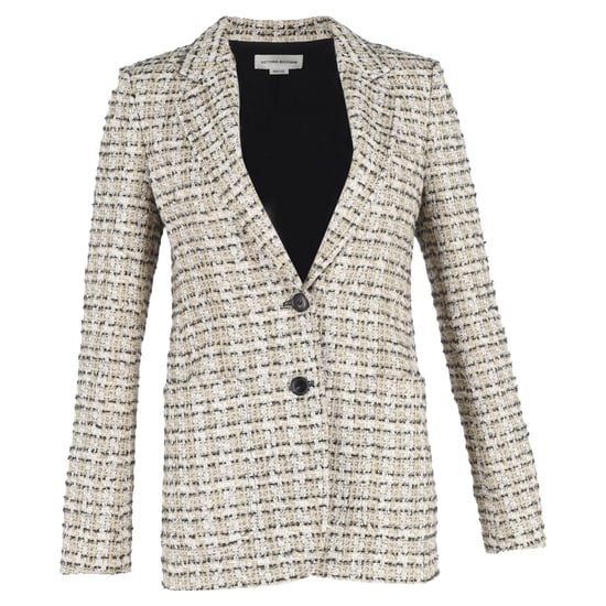 Victoria Beckham Single-Breasted Blazer in Beige Cotton Tweed - Image 1