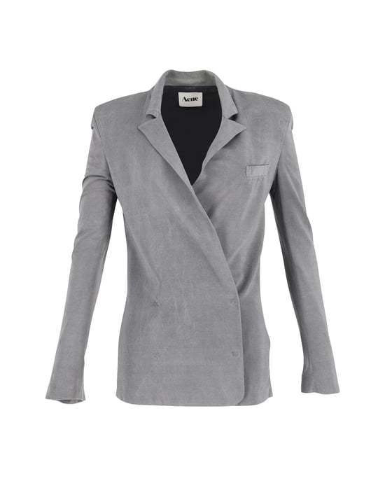 Acne Studios Dubbelt Knäppt Blazer med Revers i Grå Viskos - Image 1