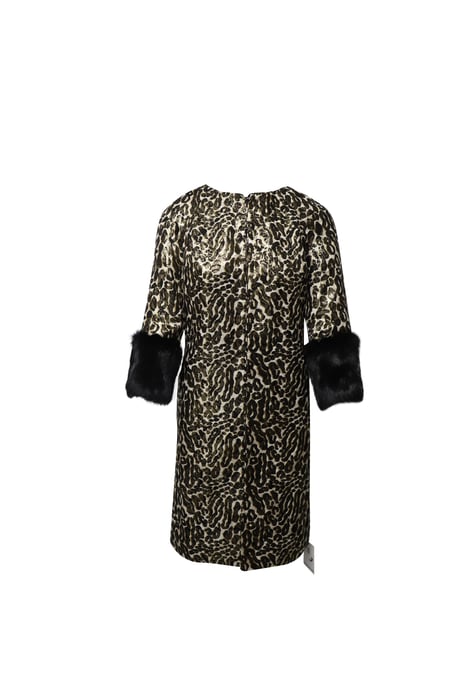 Tory Burch Dierlijke Print Jacquard Jas met Bontmouwen in Multicolor Zijde - Image 1