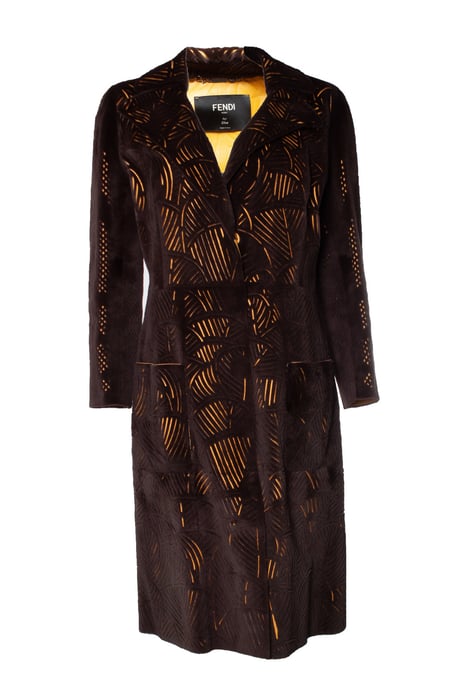 Fendi Lasercut nerts- en leren jas - Image 1