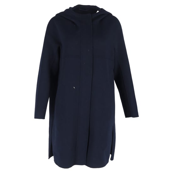 Max Mara Gewatteerde Jas met Kap in Marineblauwe Wol - Image 1