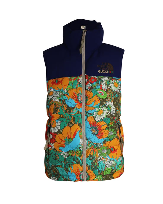 Gucci x The North Face Floral Padded Vest in Multicolor Polyamide - Image 1