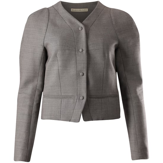 Balenciaga Op Maat Gemaakt Jasje met Puff Mouwen in Grijze Wol - Image 1