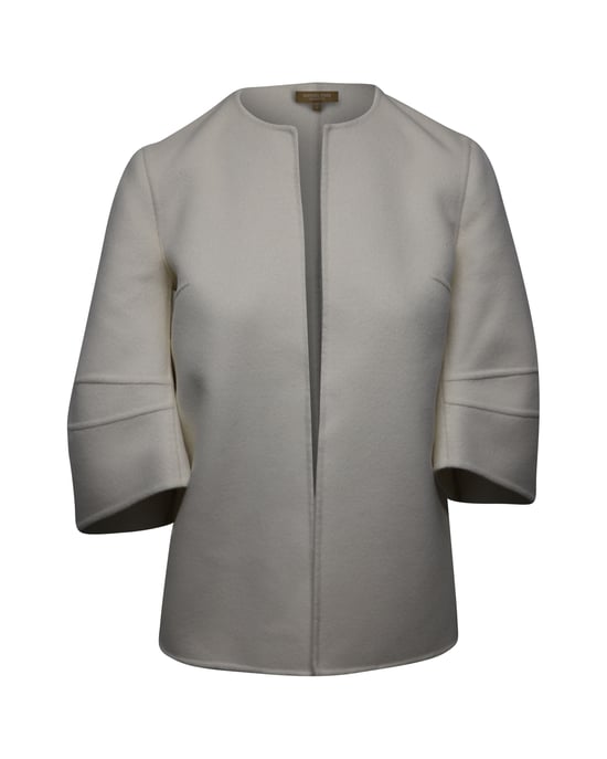 Michael Kors Collectie Asymmetrische Engel Mouwen Jasje in Witte Wol - Image 1