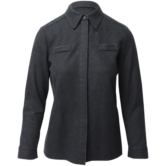 Miu Miu Verborgen Knop Shirt in Donkergrijze Wol - Image 1