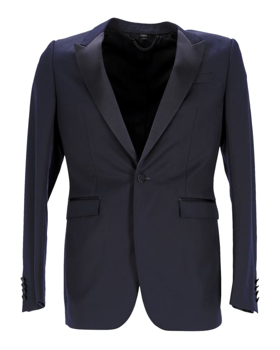 Burberry Smoking Jacket in Navy Blauw Virgin Wol - Image 1