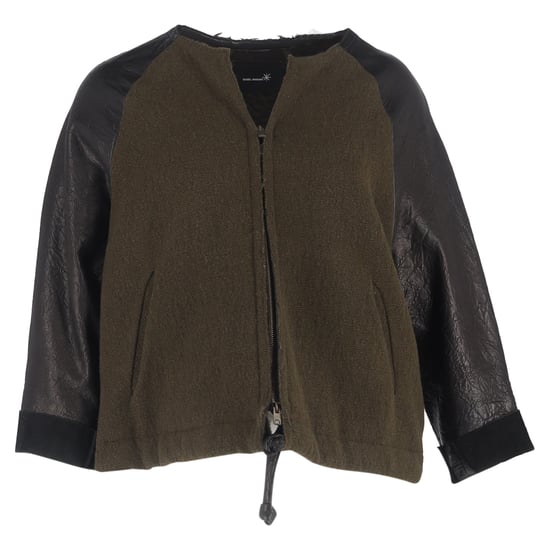 Isabel Marant Gevoerde Jas in Olijfgroen en Zwart Wol en Leer - Image 1