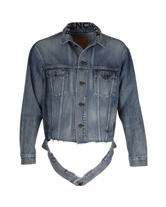 Balenciaga Raw Cut Hem Denim Jacket in Blauwe Katoen - Image 1