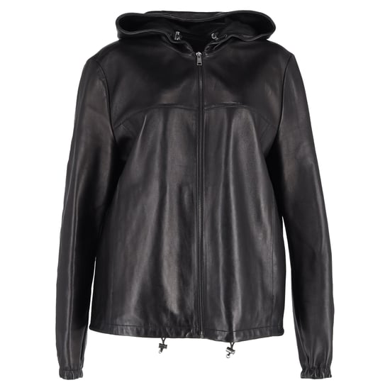 Prada Zipjacka med huva i svart läder - Image 1