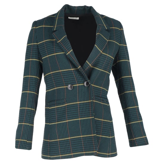 Anine Bing Houndstooth Double-Breasted Blazer in Green Polyester - Image 1