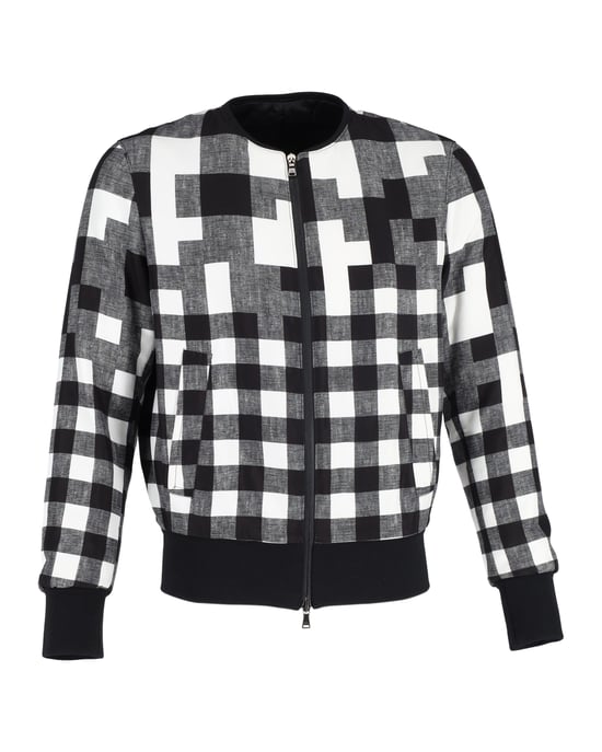 Neil Barrett Checkered Bomber Jacket in Black Viscose - Image 1