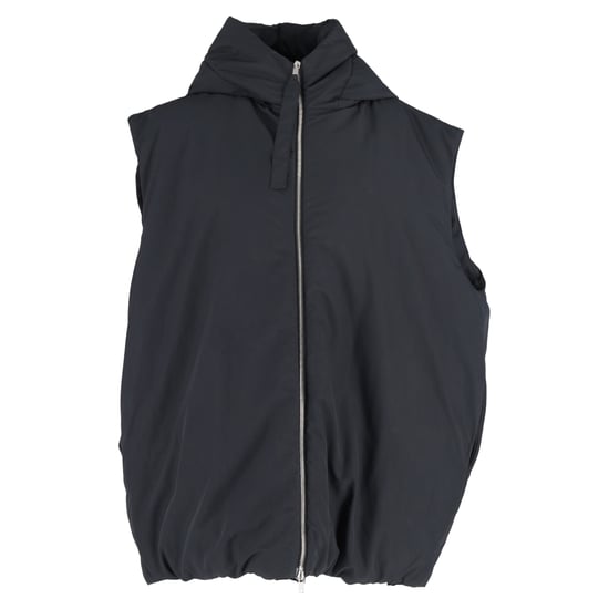 Jil Sander Hooded Down Vest in Black Recycled Polyester - Image 1