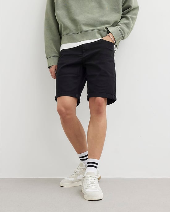 River Island Mens Denim Shorts Black Slim Fit - Image 1
