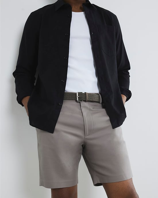 River Island Mens Chino Shorts Beige Slim Fit Belted - Image 1