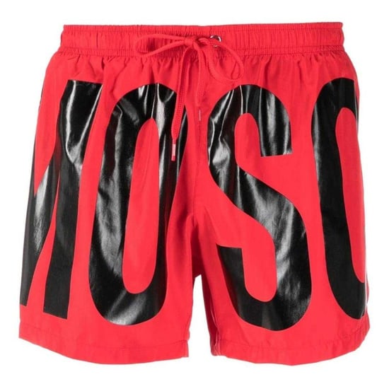 Moschino Mens Logo Polyester Swim Shorts (Red) - Image 1