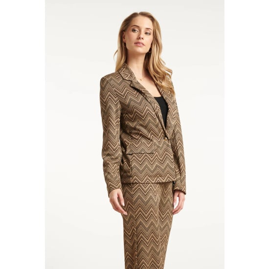 Smashed Lemon Zand en gouden blazer met zigzagprint | - Image 4