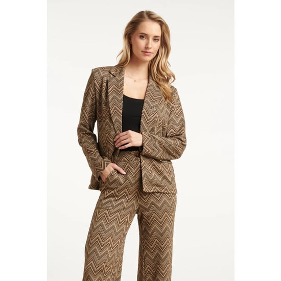 Smashed Lemon Zand en gouden blazer met zigzagprint | - Image 5