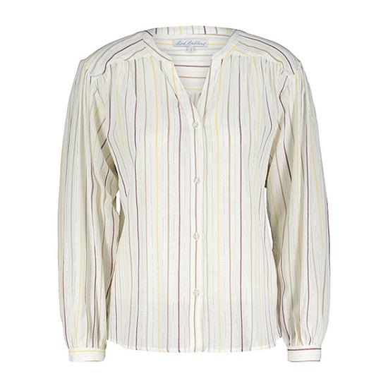 Red Button Blouse srb4243 lurex stripe ecru - Image 1