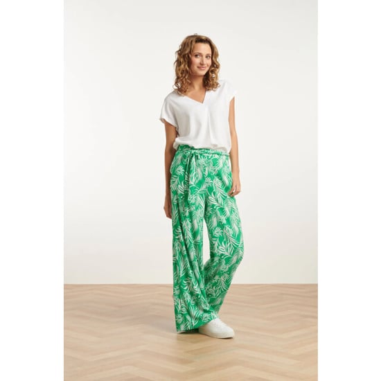 Smashed Lemon 25047 stretchy flowy broek met bladprint | - Image 2