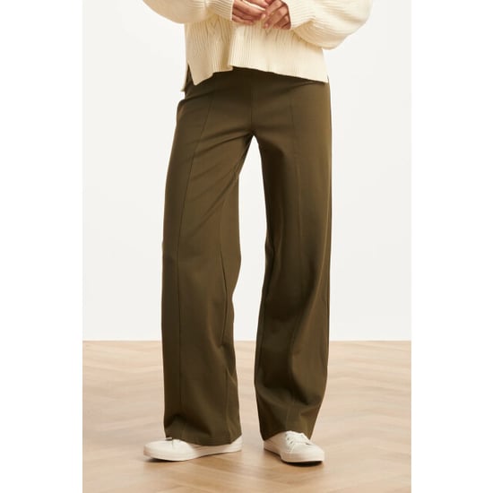 Smashed Lemon Damesstretch charcoal broek met wijde pijpen | - Image 5