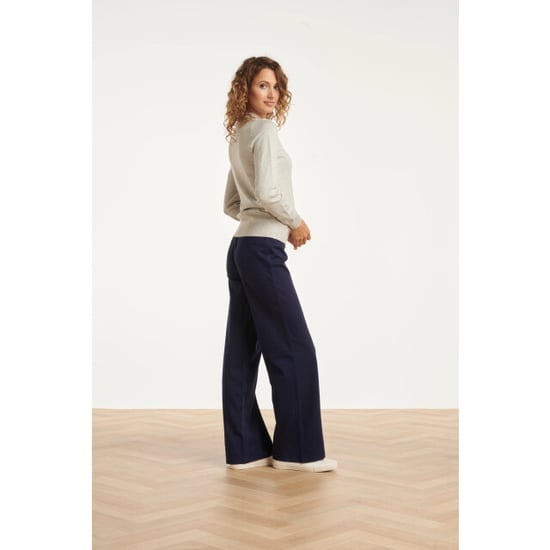 Smashed Lemon Damesstretch charcoal broek met wijde pijpen | - Image 4