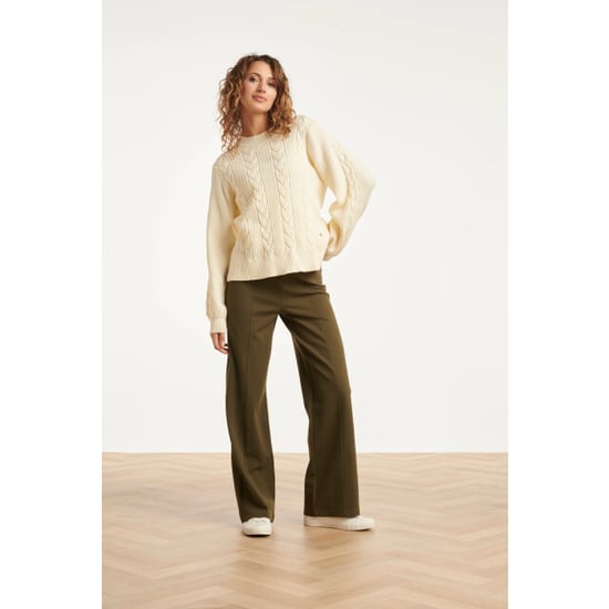 Smashed Lemon Damesstretch charcoal broek met wijde pijpen | - Image 6