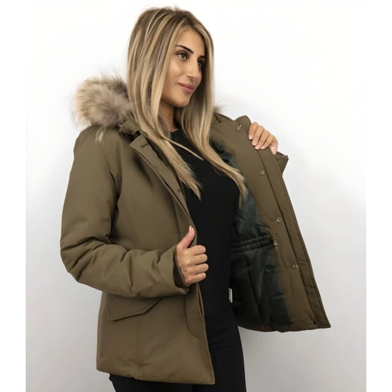 Beluomo Korte winterjassen met bontkraag jas donker - Image 4