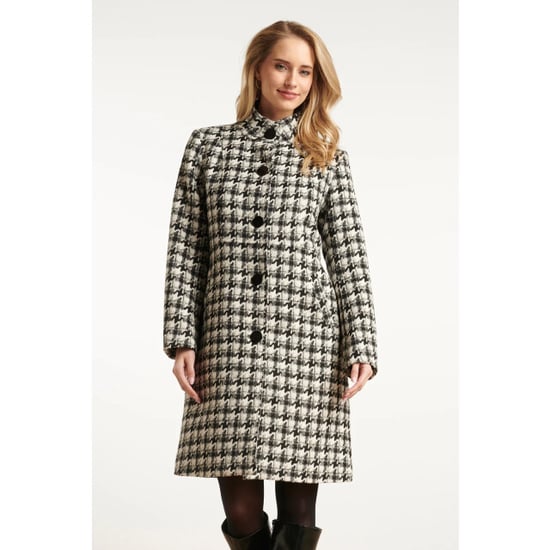 Smashed Lemon Houndstooth jas met hoge hals in zwart en off-white | - Image 3