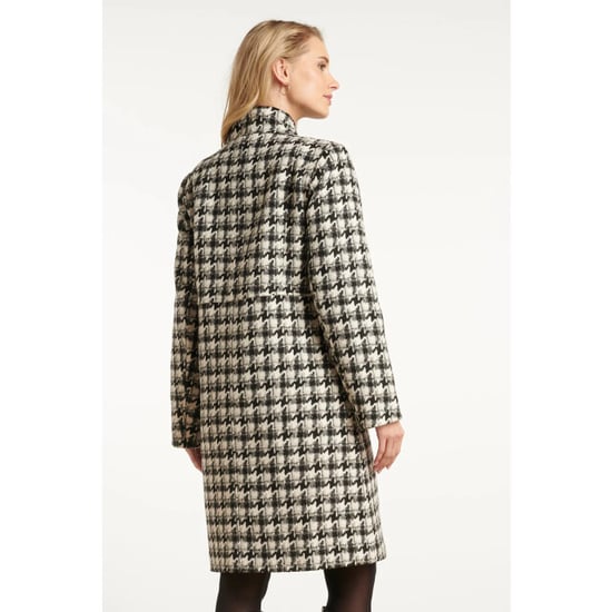 Smashed Lemon Houndstooth jas met hoge hals in zwart en off-white | - Image 4