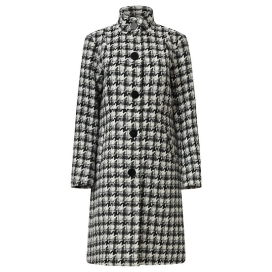 Smashed Lemon Houndstooth jas met hoge hals in zwart en off-white | - Image 6