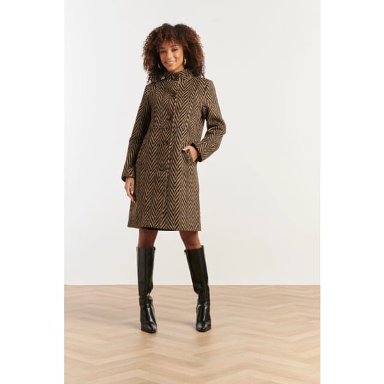 Smashed Lemon Jas met visgraatprint in zwart en camel | - Image 3