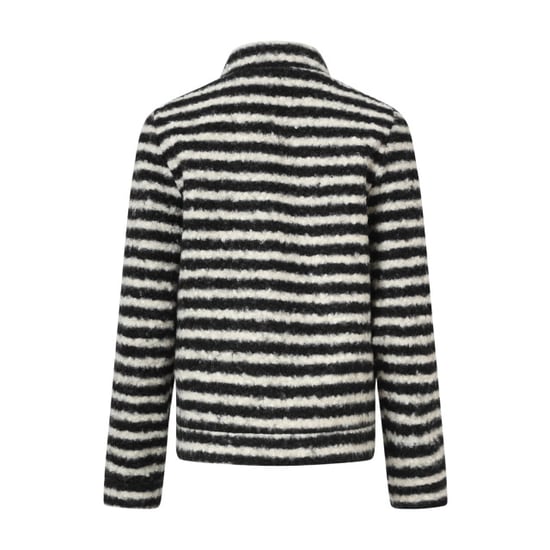 Smashed Lemon Korte bouclé jas met zwart en off-white strepen | - Image 2