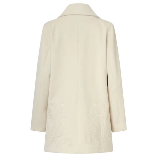 Smashed Lemon Korte double breasted jas met bloemenborduursel in off-white | - Image 3