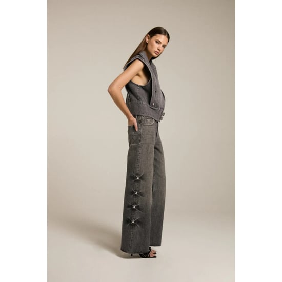 Homage to Denim H-cw25m49 mid waist wide leg jeans with big studs - Image 1