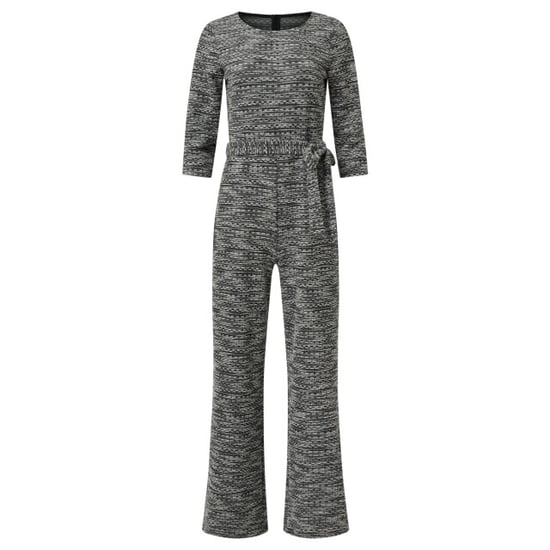 Smashed Lemon Jumpsuit met wijde pijpen en tweedlook stof zwart en wit | - Image 2
