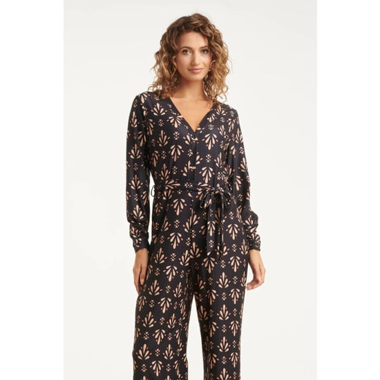 Smashed Lemon Stretchstof ornament geprint jumpsuit in zwart en camel | - Image 4