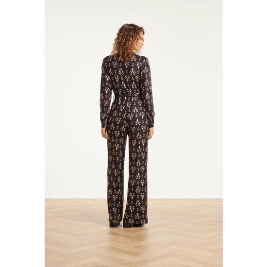 Smashed Lemon Stretchstof ornament geprint jumpsuit in zwart en camel | - Image 5