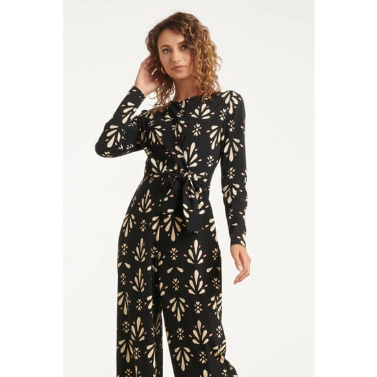 Smashed Lemon Zwart en wit ornamentaal print jumpsuit in travelkwaliteit | - Image 6