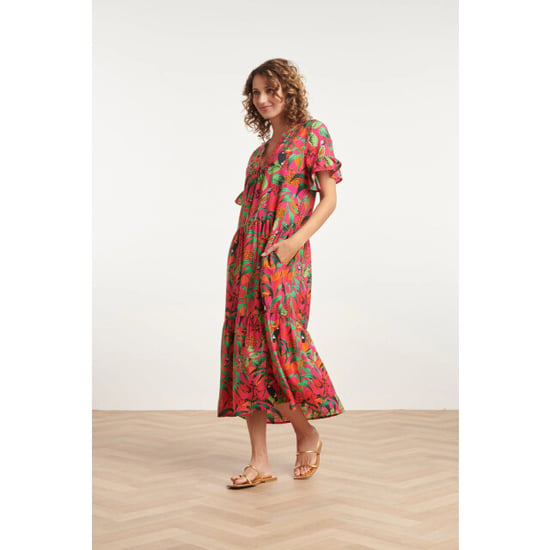 Smashed Lemon 24059 fuchsia midi jurk met jungle print | - Image 3